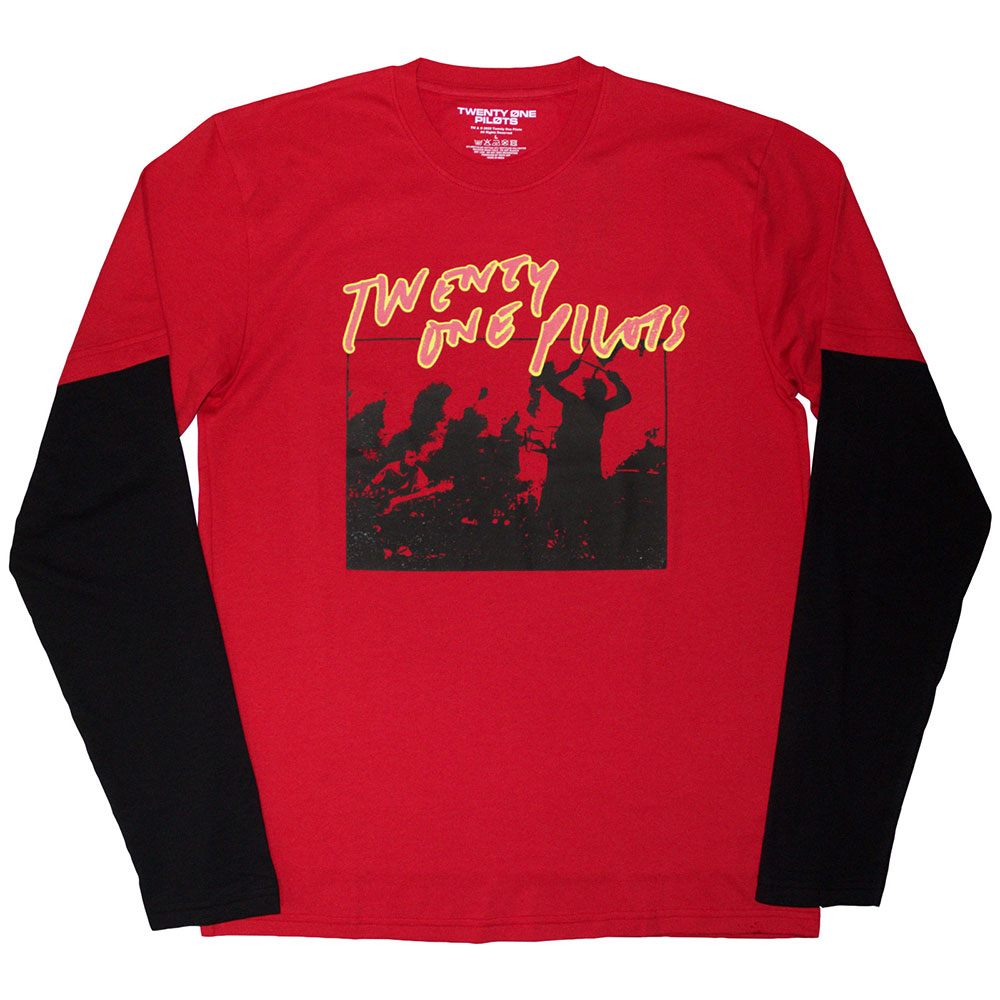 Twenty One Pilots - Live Scribble Longsleeve shirt - Rood/Zwart